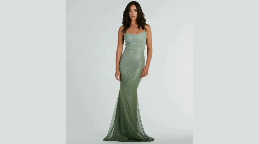 Kenia Ombre Glitter Mesh Mermaid Dress  